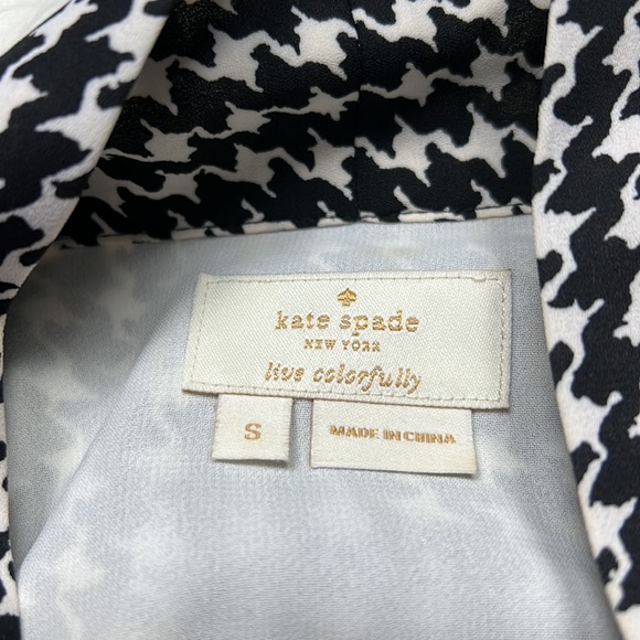 Kate Spade Houndstooth Dashing Beauty neck tie blouse black & white size Small - Picture 8 of 13